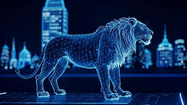 arafed image of a lion standing on a laptop keyboard
