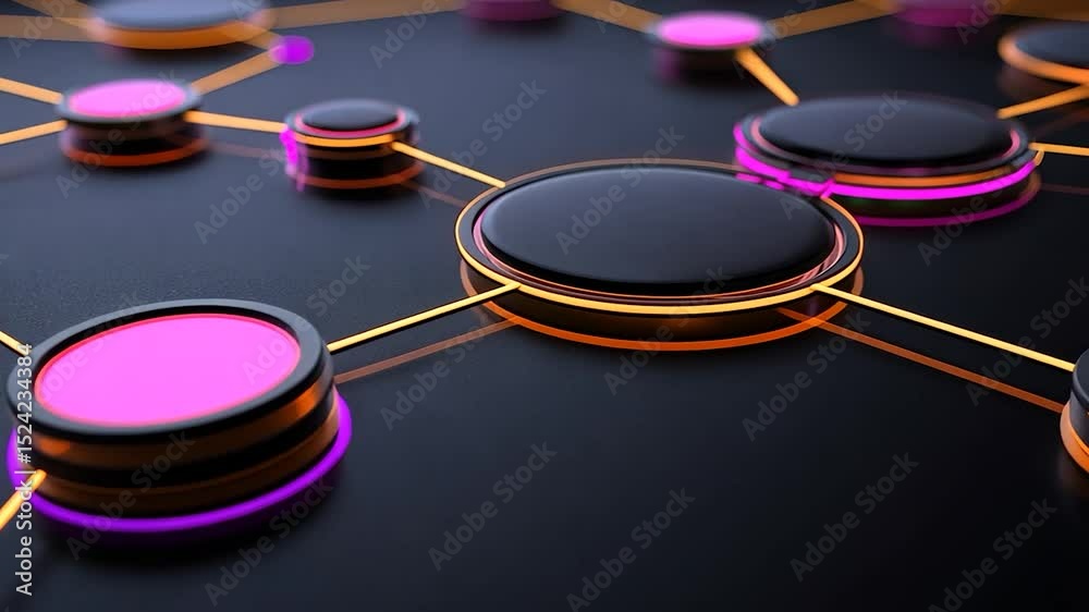 Poster abstract network of glowing circles