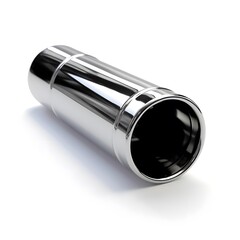 Polished Metal Pipe for Industrial Use, Polished and cylindrical metal pipe, ideal for construction, plumbing, or mechanical applications, isolated on white