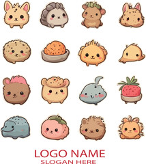 kawaii style desert animal stickers logo icon vector .