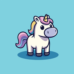 Enchanting Unicorn: A charming illustration of a magical unicorn, boasting a vibrant mane and a single, radiant horn, evoking a sense of wonder and fantasy.