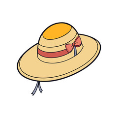  Elegant Yellow Sun Hat with Ribbon Bow – Fashion Accessory Vector