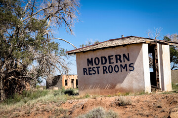 Endee, New Mexico, United States. what was once considered a modern restroom on Route 66