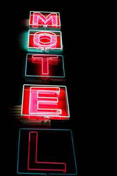 Tulsa, Oklahoma, USA. Route 66 neon motel sign.
