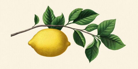 Retro-Style Lemon Illustration Featuring Soft Textures