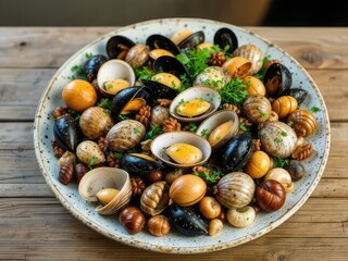 Fototapeta premium A Delicious Seafood Platter of Mollusks