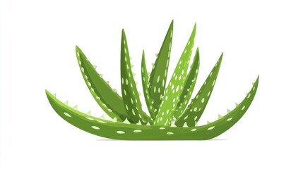 Fototapeta premium Aloe vera plant with speckled leaves and spiky edges, isolated image