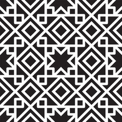 Minimalist Geometric Interlocking Shapes Seamless Pattern on Black Background