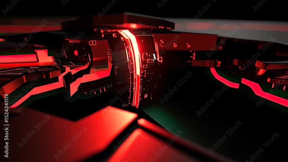 Poster Abstract design with red glowing lines on dark surface