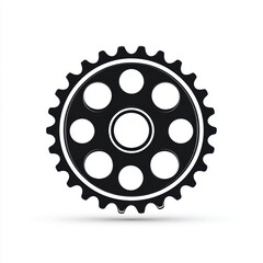 Mechanical sprocket gear with holes isolated on white background, industrial design