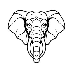 graceful elephant head vector line art silhouette