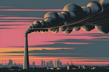 Factory chimney polluting the air
