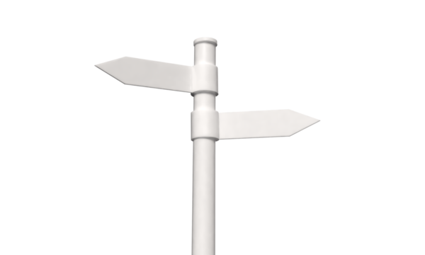 two way arrow direction mockup white color object dicut road street symbol sign traffic guidance decision business guide highway signpost two way direction arrow sign choose mockup two way direction 