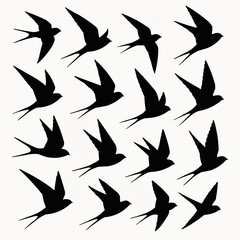 Seamless vector pattern with flying bird silhouettes, a simple black design perfect for nature-inspired wallpaper