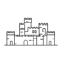 Monochrome Castle Stands Firmly on White Background


