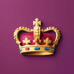 Golden Crown Symbolizes Royal Power on Purple Backdrop

