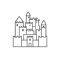Monochrome Castle Stands Firmly on White Background


