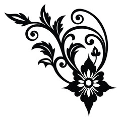 Elegant Flourish Vector Icon Black and White Floral Design Element for Decoration