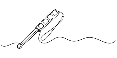 self defence stick vector outline continuous one line drawing