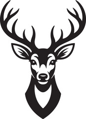 Fototapeta premium Mountain Deer Silhouette Vector DesignMajestic Deer in Forest Landscape ClipartRustic Wildlife Scene – Deer and MountainsAntlered Stag with Mountain Backdrop VectorDeer in Nature – Wildlife Si