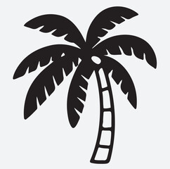 coconut tree or palm tree silhouette vector art illustration, coconut palm tree
