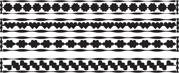 Scalloped edge seamless set. borders and dividers. Simple scalloped border. Repeat cute Repeat cute vintage frill ornament. Texture ribbons. Vector Scalloped edge seamless set. borders and scalloped b