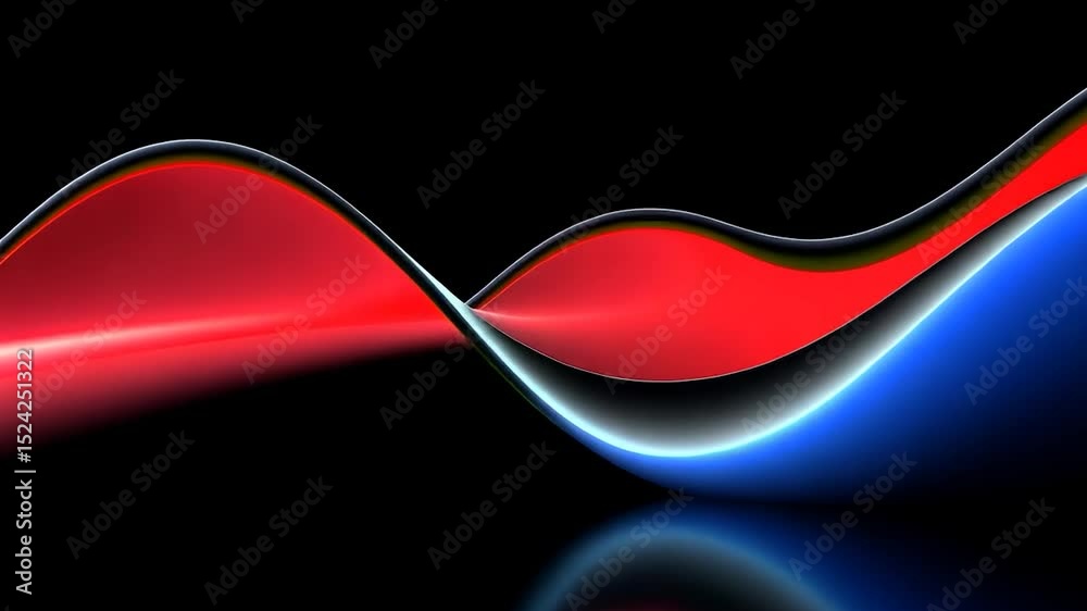 Poster abstract wavy forms with red and blue light