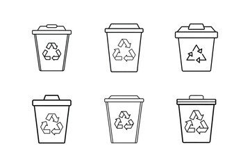 paper recycling bin line art vector illustration