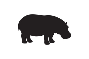 Fototapeta premium Hippopotamus silhouette on white background.01