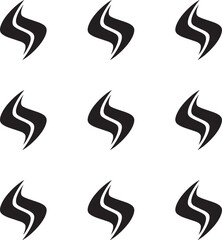 Vector collection of abstract, black, and white stylized 