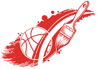 Basketball paint brush stroke design sports art creative team logo vector illustration graphic design
