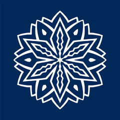 Snowflake on blue background 1. Decoration for New Year Christmas and winter holidays. Vector illustration