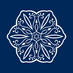 Snowflake on blue background 5. Decoration for New Year Christmas and winter holidays. Vector illustration