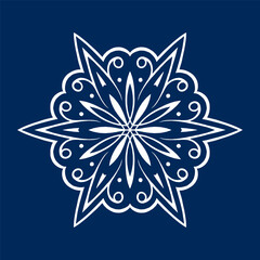 Snowflake on blue background 4. Decoration for New Year Christmas and winter holidays. Vector illustration