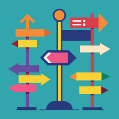 Colorful Directional Signpost with Multiple Arrows Pointing Different Ways