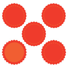 Vector illustration set of red and white labels, stickers, badges, and discount tags
