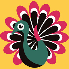 Obraz premium Colorful peacock silhouette 