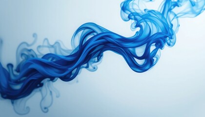 Waves of blue abstract smoke on a white backdrop