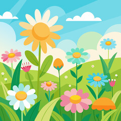 Obraz premium June Blooms A Colorful Garden Scene Bursting with Flowers Symbolizing Growth and Renewal