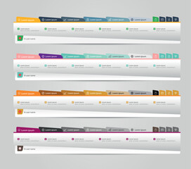 Web site design navigation template elements with colorful set. Modern minimal menu bar. vector illustration