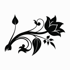 Fototapeta premium Elegant Floral Silhouette A Simple, Realistic Vector Illustration of a Flourishing Flower Branch