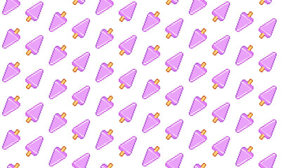 Seamless Grape Popsicle Pixel Art Pattern, Cute 8-Bit Summer Wallpaper and Digital Background