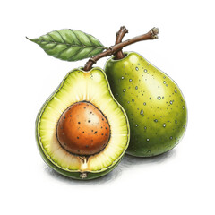 Colorful illustration of Avocado in sketch style on white background