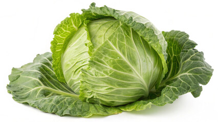 Fototapeta premium Close-up of a leafy green vegetable, emphasizing the texture and color of the cabbage.