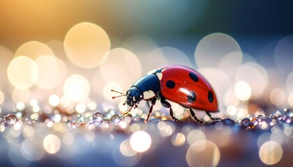 Portrait photo of Ladybird Spider with blurred background