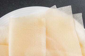 brik dough thin sheet raw packaging dough phyllo fresh delicious gourmet food background on the...