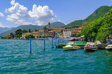 Scenic view of Lovere on Lake Iseo, Lombardy, Italy