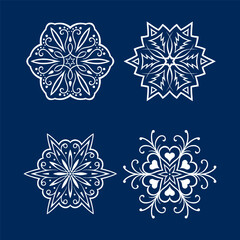 Set of snowflakes. Decoration for new year, christmas and winter holidays. Vector illustration