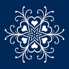Snowflake on blue background 7. Decoration for New Year Christmas and winter holidays. Vector illustration