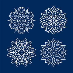 Decoration for new year, christmas and winter holidays. Set of snowflakes. Vector illustration